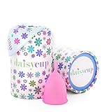 DaisyCup Menstrual Cup - Reusable Soft Menstrual Cups Provide 12 Hour Leak Free Protection - Eco Friendly Tampon & Pad Alternative - Includes 1 Small Sized Period Cup for Light to Normal Period Flow