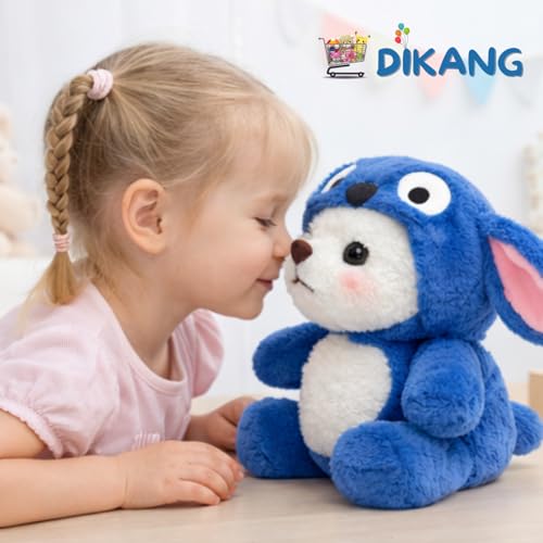 Image of DIKANG Hooded Teddy Bear Gift Soft Toys for Girls and Boys | Blue Hood Teddy Bear Plushie Stuffed Animal Toys | Long Ear Soft Toy for Kids | Gifts for Woman, Amazing Birthday Gift for Kids - 30 cm