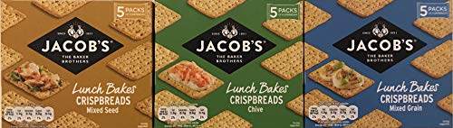Jacobs Lunch Bakes Crispbread 3X 190g Multipack - 3 Flavours - Mixed Grain, Chive and Mixed Seed