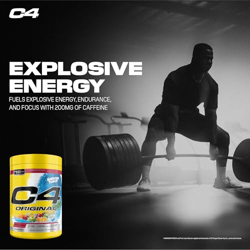 Image of Cellucor C4 Original Pre Workout - Hawaiian Punch - Pre-Workout for Endurance, Focus & Performance with 200mg Caffeine, Beta-Alanine, Creatine Nitrate, L-Arginine & PeptiPump - Sugar Free, 50 Servings