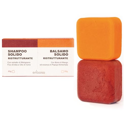 Enooso - Champú Sólido y Acondicionador pelo Dañado | Reparador y Nutritivo | sin sulfatos ni siliconas - 100% Vegano Orgánico Ecológico