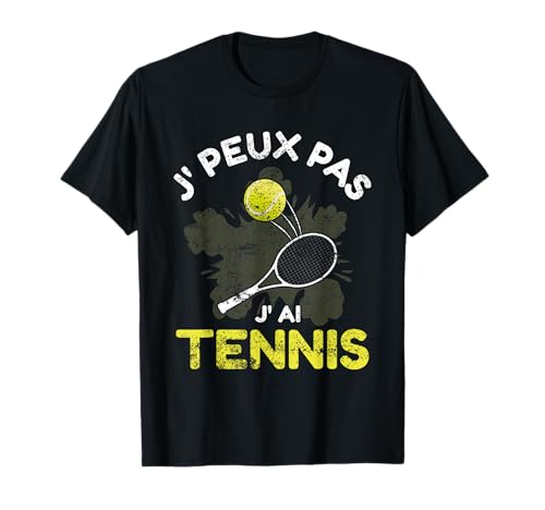 Photo de Athlète Sports de Balle Dessins Je Peux Pas J'ai Tennis T-Shirt Noir Unisex Adulte S Coupe Classique Manche Courte T-Shirt Tennis-T-Shirts Sport Actif (Tennis) T-Shirt