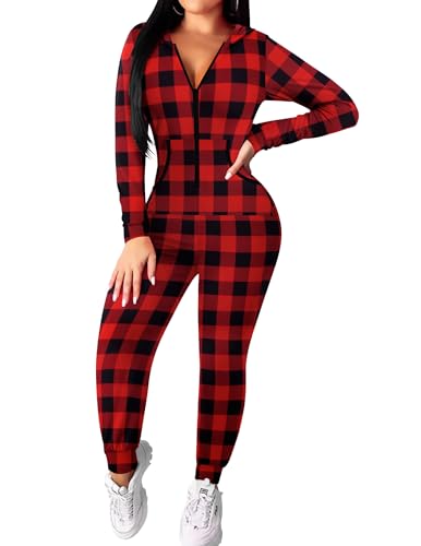 Ekouaer Halloween Onesie for Women Hooded Jumpsuit Sexy One Piece Pajamas - image 1