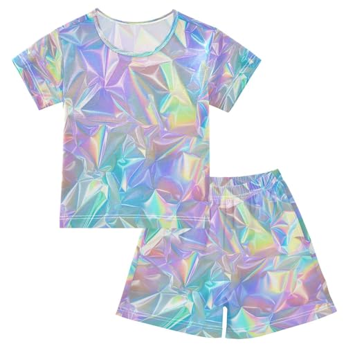 senya Short Sleeve Pajamas Sets Summer Cotton Sleepwear Create Pastel Holographic