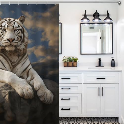 Rideau de douche tigre polyester imperméable lavable 183x183 cm - 7