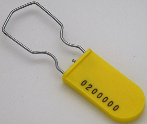 Image of Plastic Padlock Security Seal with Large Shackle Metal Wire (Yellow, 10 Pack)