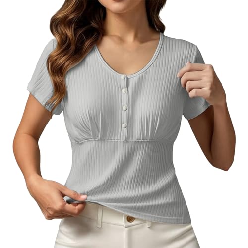 Camisetas Lactancia Invierno Blusa de Maternidad Suave y cómoda de Manga Corta para amamantar. (Grey XXL)
