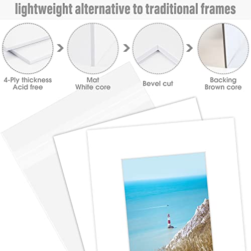 image for Golden State Art Pack of 25 White Pre-Cut 8x10 Picture Mat for 5x7 Pho