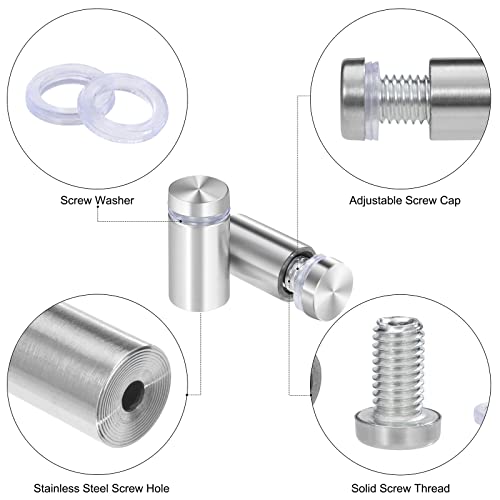 Abstandshalter Edelstahl Werbeschrauben Wandabstandshalter Glasabstandshalter für Werbung Schild Montieren und Befestigung des Glases 16x30mm 8 Stück