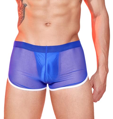 SEAUR Men's Sexy Jockstrap Underwear Bulge Pouch Mesh Underpants Low Rise See Through Trunks Short Leg Boxer Briefs