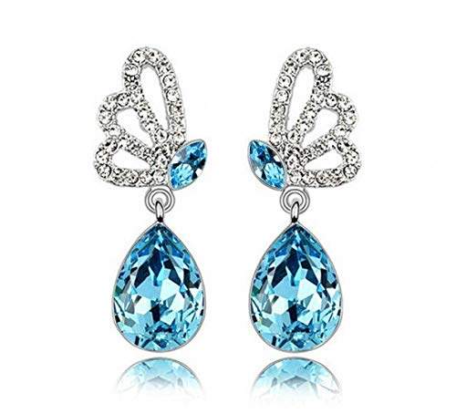 Yellow Chimes Splendid Collection A5 Grade Crystals Butterfly Drop Earrings for Women and Girls