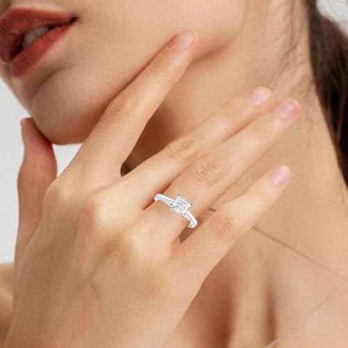 1CT-2CT IGI Certified Lab Grown Diamond Engagement Rings for Women Princess Cut Lab Created Diamond Engagement Ring 10K 14K 18K Gold (D-F Color VS1-VS2 Clarity)2
