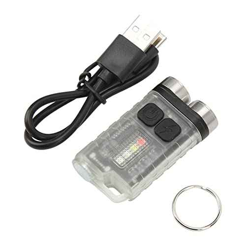 Gavigain Mini Flashlight, Mini Rechargeable Flashlight 900LM Portable Keychain Flashlight Rechargeable USB Keychain Flashlight for Camping, Hiking, Emergencies (White)