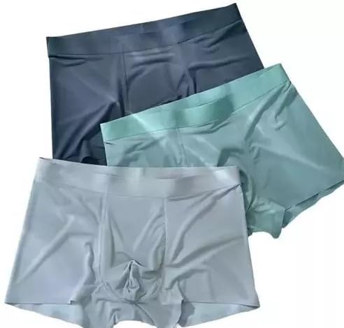 Image of Men's Underwear Ice Silk Seamless Boxer Briefs Breathable Ultra-Soft Panties Antibacterial Multicolor Free Size (XL, 1)