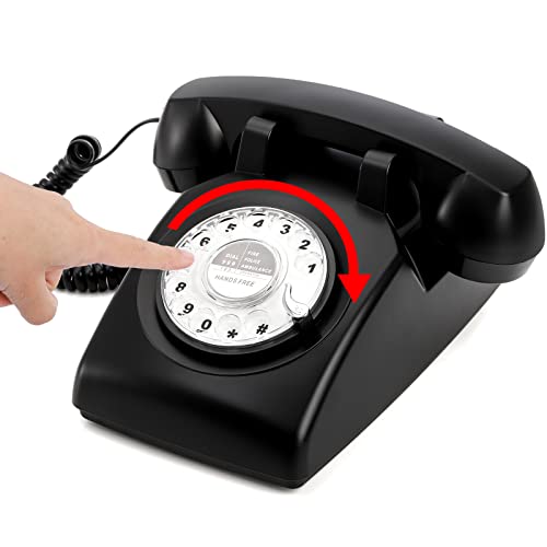 Teléfono fijo rotativo retro Dicunoy estilo clásico negro miniatura 6