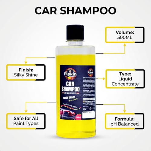 Image of Pipkin Car wash Shampoo 500 ml (Pack of 1) | High Foam for Deep Cleaning | Remove Tough Dirt | Safe on Paint | pH Neutral