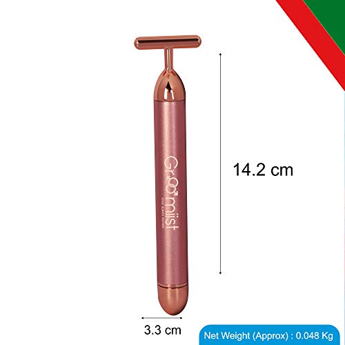 Image of Groomiist Energy Bar Rose Gold Battery Operated Facial Massager with Efficient Vibration (Rose Gold)