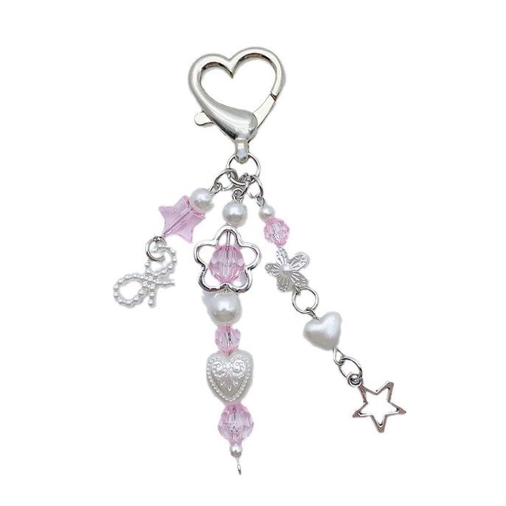 JSGHGDF Cute Star Bowknot Butterfly Pendant Phone Charm Hanging Rope Phone Strap Bag Decoration Lanyards Keychain Accessories