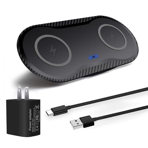 40W Wireless Charging Pad, Dual 20W Fast Wireless Charging Mat for Samsung Galaxy S25,S24,S23/Note 20/10/Buds,15W Wireless Charger Station for iPhone 17 16 15 14 13 8/SE/X/XS(Black with dapter)