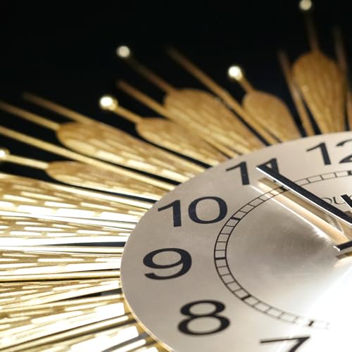 27" Gold Mid Century Modern Wall Clock,Battery Operated Decorative Decorative Metal Wall Clock for Living Room/Bedroom/Office/Bathroom Wall Art&Clocks - Image 2