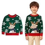 [PackPixel] クリスマスセーター 子供服 長袖 プルオーバー 女の子 男の子 トップス 防寒 アウターウェア 子ども トレーナー サンタ服 キッズ お歳暮 お正月 暖かい 誕生日 プレゼント (110, グリーン)