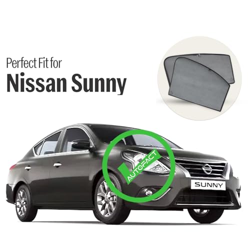 Image of Autofact Car Sunshades for Nissan Sunny, UV Protection, Useful Car Accessories, Custom fit Sun Shades for Side Windows, Set of 4