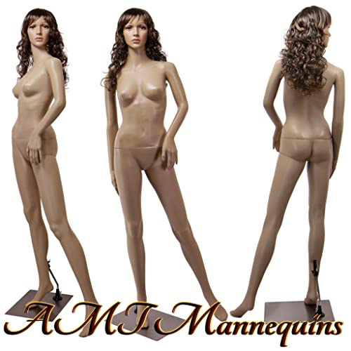 EurohanDisplay sF - 3 mannequin de vitrine féminin avec 2 perruques schaufenterfigur tête mannequin et bras mobiles