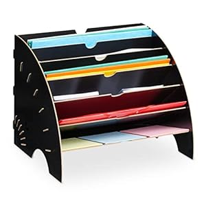 Relaxdays Dokumentenablage mit 6 Fächern Schwarz