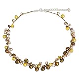 Pearl strand necklace, 'River of Gold' - Handmade Pearl Necklace