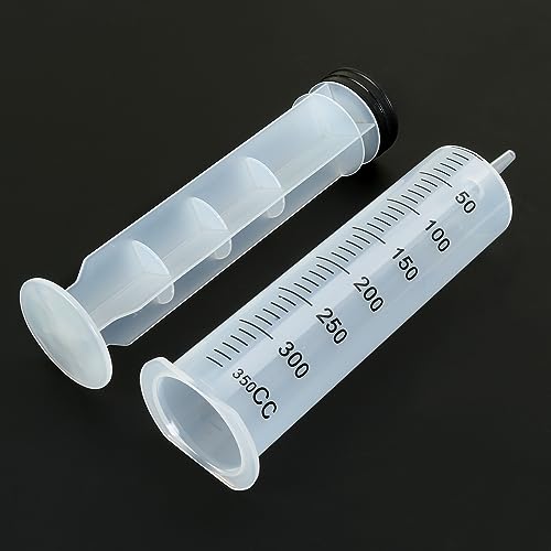 2 Sets 300ml 350ml Large Syringes with 55.1 Inch Tubes, Sterile and Individual Sealed, Plastic Garden Syringe for Liquid, lip Gloss, Paint, Epoxy Resin, Oil, Watering Plants, Refilling - Thumbnail 2