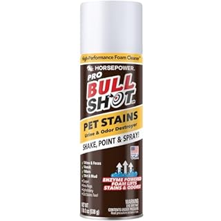 Bull Shot Pet Pro Stain Remover, AS SEEN ON TV, Urine & Odor Emulsifier, Enzyme-Powered Professional Strength Foam for Urine, Feces, Vomit, Odors, Dirt On Carpet, Area Rugs, Upholstery, Old Stains