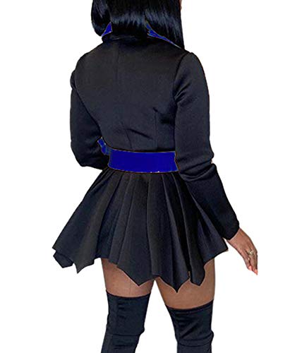 CXINS Women's Fashion Long Sleeve Lapel Double-Breasted Thick Wool Trench Coat Jacket with Belt Swing Mini Dress2