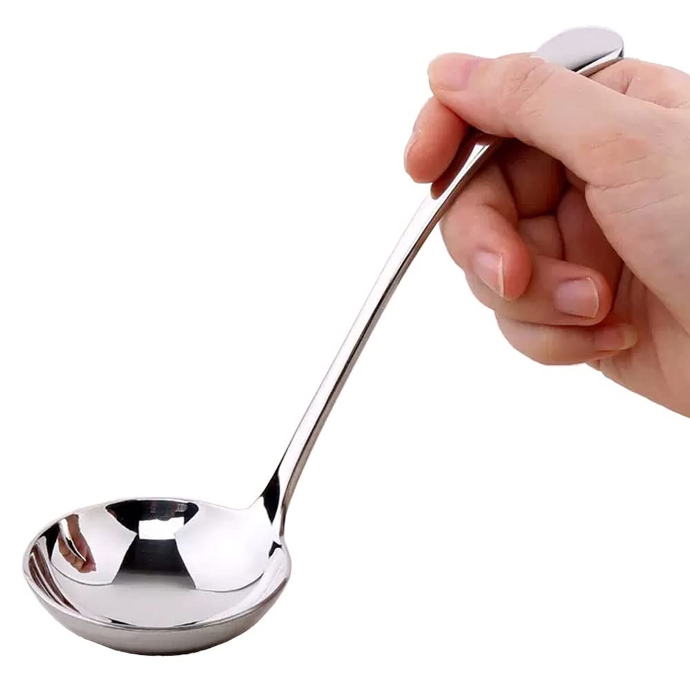 SIAIQIANG 7.9-Inch Silver Small Ladle, Premium 18/10 Stainless Steel,Pack of 2,Ideal for Serving Gravy,Sauce,Soup