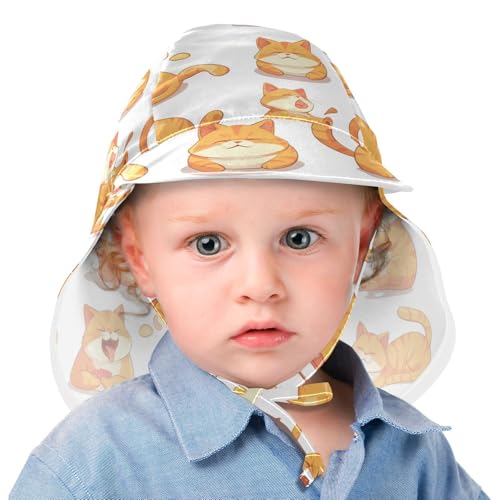 Infant Sun Hat Toddler Boy Beach Bucket Hat Girls UV Protection Wide Brim Traveling Camping Hat A Set of Cute Orange Fat Cat2