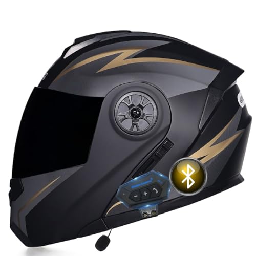 Casco De Moto Modular Bluetooth Integrado, ECE Homologado, Casco con Doble Visera Cascos De Motocicleta, Transpirable Y Cómodo, para Adultos, Mujeres Y Hombres.