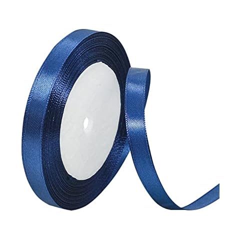 Navy Blue Satin Ribbon 10mm, 22M Solid Colors Fabric Navy Blue Ribbon for Crafting, Gift Wrapping, Balloons, DIY Sewing, Hair Bows, Xmas, Valentine, Presents Bouquets Floral Wedding & Cake Decoration Cover