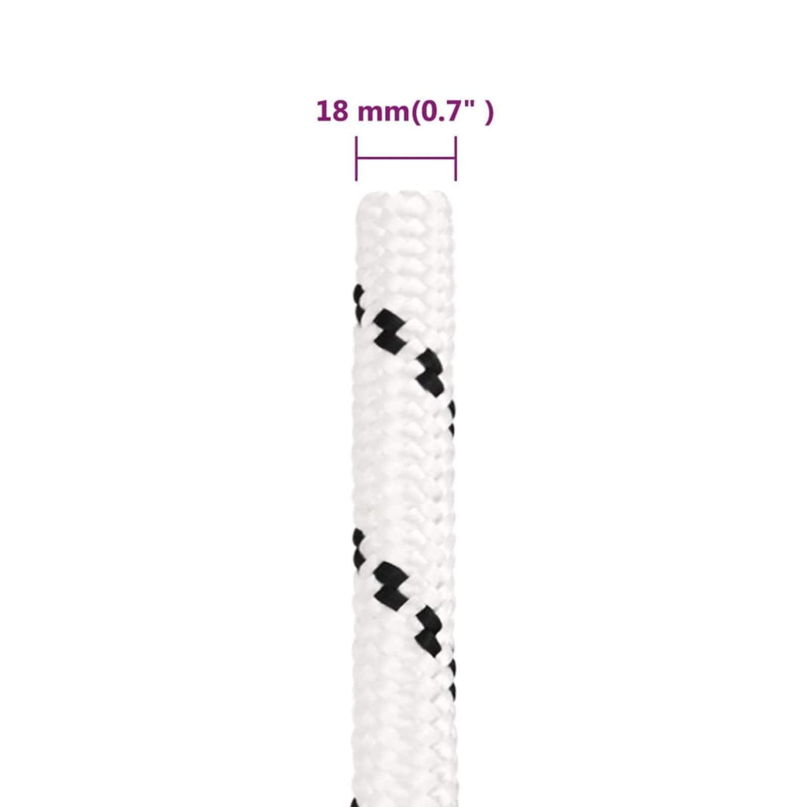 Corde Tressée Polyester Blanche 18 Mm – 50 M, Résistance 3800 Kg, Idéale Jardin, Maison, Travaux