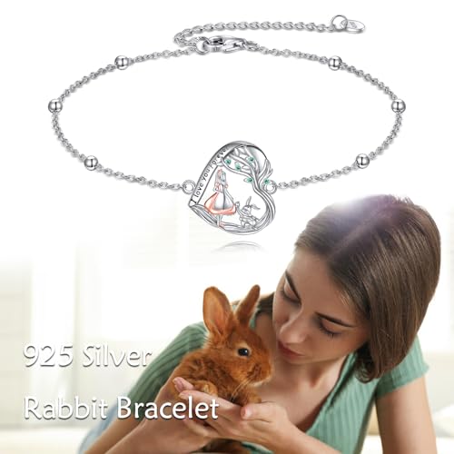 Wonderland Bracelet Sterling Silver Alice Bracelet Rabbit Bracelet I Love You Forever Jewelry Gift for Women3