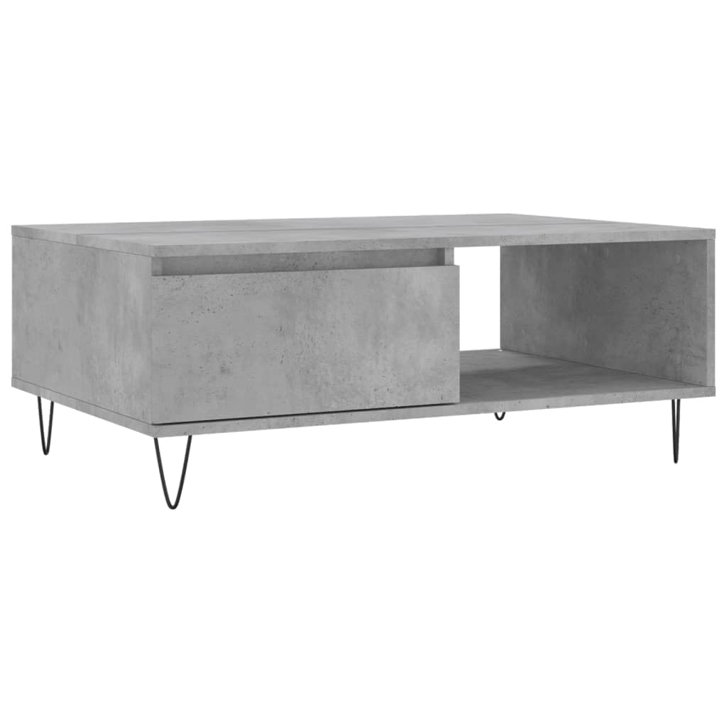 Tidyard Tavolino Da Salotto Con 2 Cassetti E Scomparto Aperto, Colore Grigio Cemento, 90x50x35 Cm, In Legno Di Ingenieria - 5