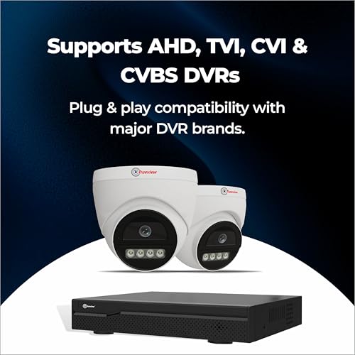 Image of Trueview 2MP Dual Light HD Dome Wired CCTV Camera with Built-in Mic | Works with DVR (TVI /AHD /CVI /CVBS) | All Time Color Vision, 3.6mm Lens, 20M IR, 15M White LED | H.265 Compression (4 HD Dome)