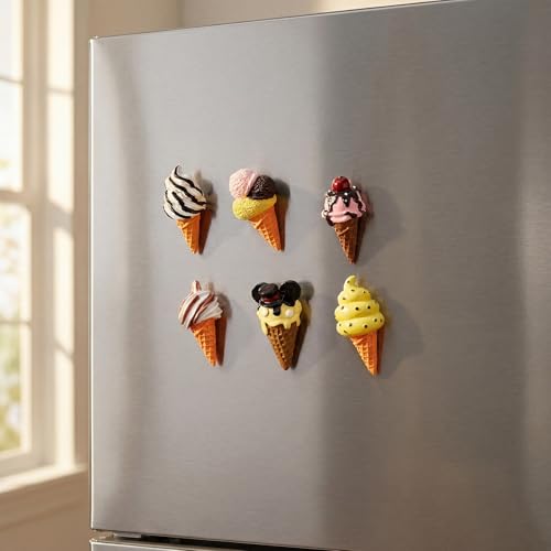 Set de 6 Imanes de Nevera con Diseño de Helado Retro miniatura 5