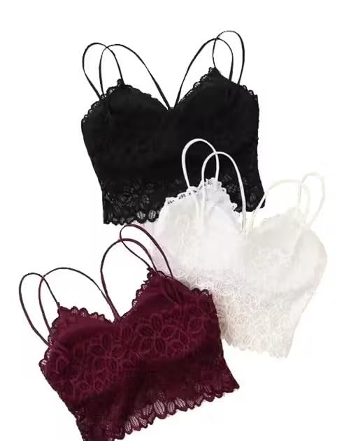 Women’s Floral Lace Bralette Camisole (Pack of 3)-picture-55