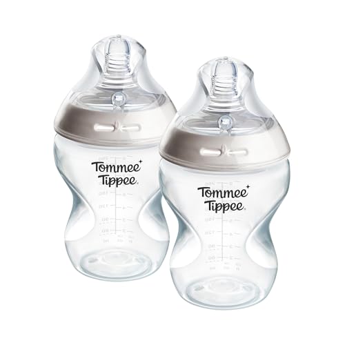 Tommee Tippee Biberones, biberón anticólicos Natural Start, 260 ml, pack de 2, con tetina de flujo lento tetina anatómica para un agarre natural, válvula anticólicos