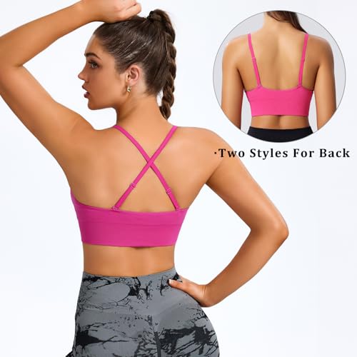 Image of BLUELILY Adjustable Deep V Neck Bras 3 /5 Pack Sports Bras for Women Padded Seamless Spaghetti Strap Criss Cross Yoga Bras
