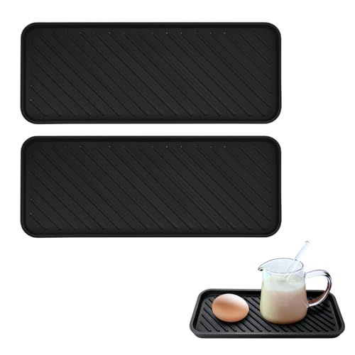 Sariputa 2 PCS organiseurs d'évier en Silicone - 23 x 9 cm - Tapis d'égouttement en Silicone - Séchage Rapide - pour éponges, brosses, Savon