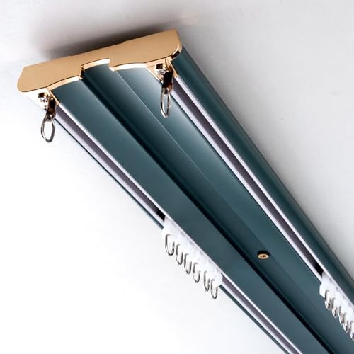 Adjustable Double Curtain Track for Room Divider - Ceiling Mount, 120-500cm, Durable Carbonized Finish, Ideal for Bedroom & Office Décor