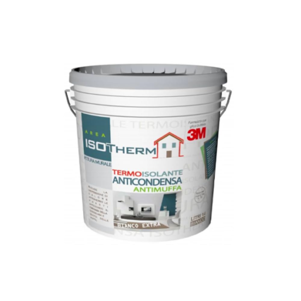 Generico Pittura Anticondensa e Antimuffa per Interni | Microsfere di Vetro | Idropittura Termoisolante Opaca Anti-Muffa per Bagno, Cucina e Pareti Fredde | Formati 4L e 14L (4 Litri)