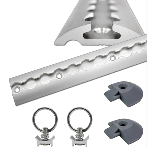 Binario aereo semicircolare argento anodizzato, 1,0 m, con 2 occhielli e 2 tappi terminali, binario di ancoraggio in alluminio robusto, elevata stabilità e durata, per rimorchi, auto, camion, camper,