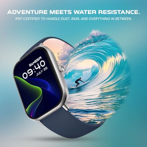 Image of GameSir H9 Smartwatch - Big Display | Bluetooth Calling | Heart Rate & SpO2 Monitor | 100+ Sports Modes | Long Battery | IP68 Waterproof | TFT Display | Design for Men & Women (Dark Blue)