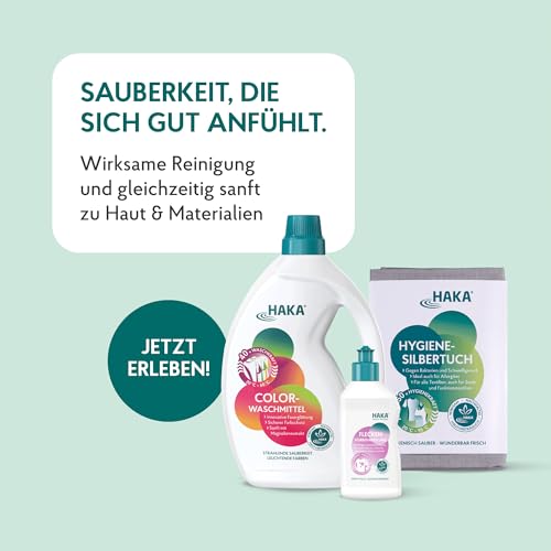 HAKA Fleckenvorbehandlung Enzymkraft, 250ml, Fleckenentferner für Butter, Öl, Soße, Eiweiß, Eigelb, für weiße & bunte Wäsche, vegan & hautfreundlich